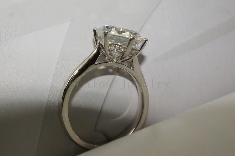 Vecalon 2016 Brand Female Solitaire ring 4ct AAAAA Zircon cz 925 Sterling Silver Engagement wedding Band ring for women