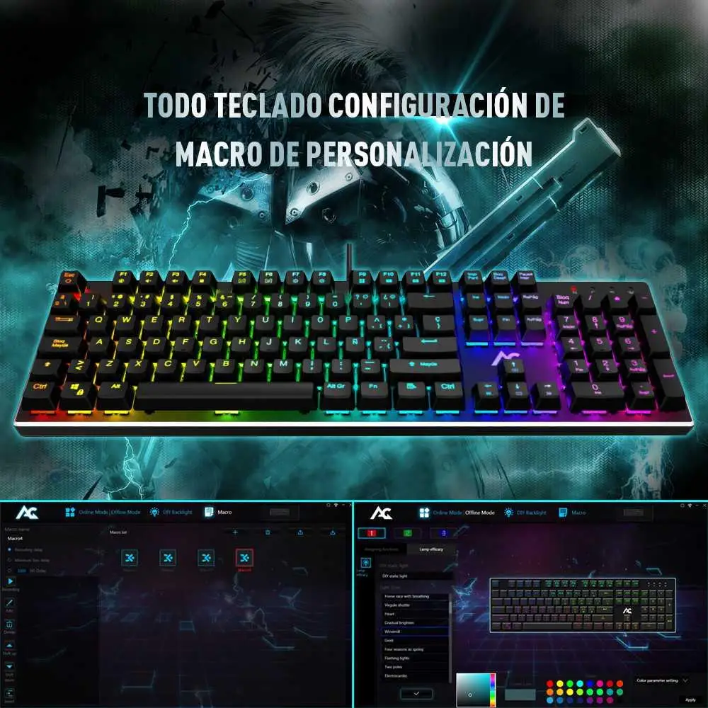 ACGAM AG 109R игровая механическая клавиатура RGB Испанская версия Многоязычная с