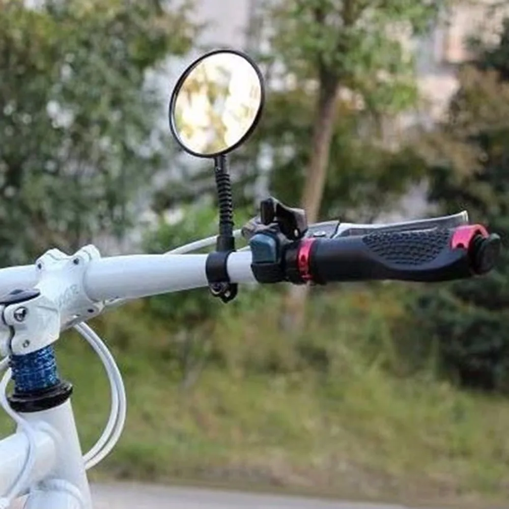 1pc Cycle Bike Handle Bar Mirrors Bicycle Handlebar Flexible Adjustable Rear Back View Rearview Mirror Black Review Mirrors Safe