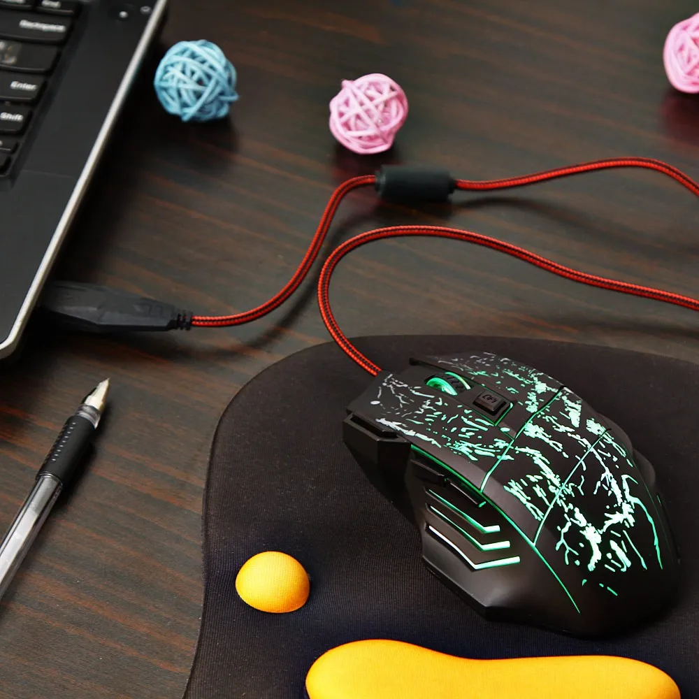 Darshion S8, Оптическая Проводная игровая мышь с подсветкой, 7 кнопок, светодиодный, оптическая, USB, компьютерная мышь, мыши, 3600 dpi, красочный дыхательный светильник