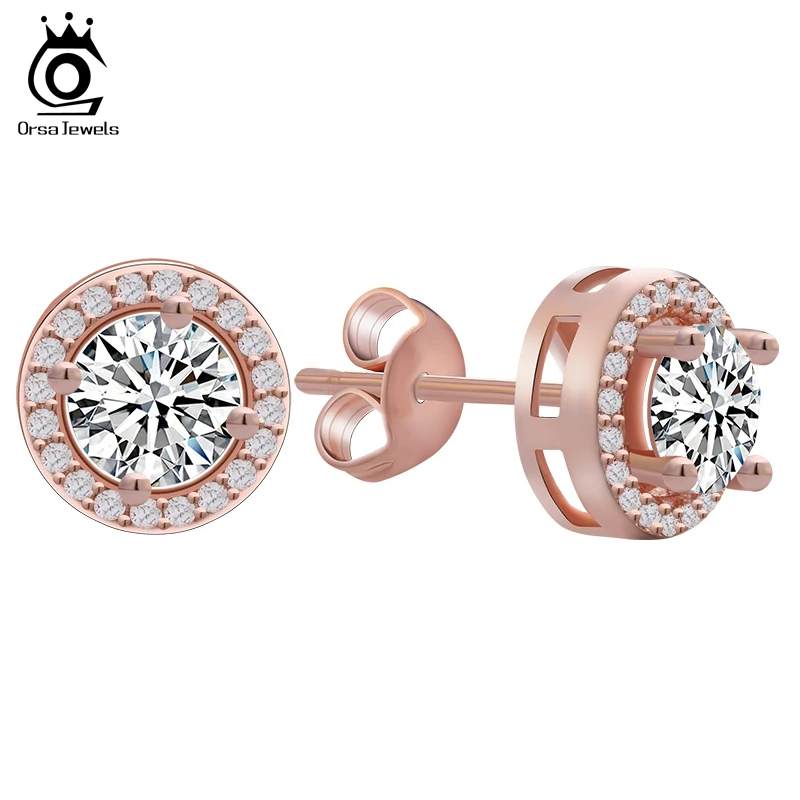 ORSA JEWELS классические 4 коготь серьги для женщин с 0,75 ct желтые серьги из Кубического циркония гвоздики 2 цвета доступны OE104-R