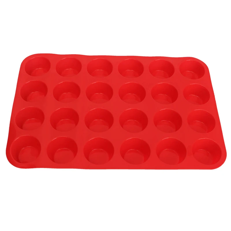 24 Cavity Silicone Cupcake Mould Durable Round Muffin Cup Mold Soap Cookie Egg Cupcake Pan Tray Mat Kitchen Dessert Baking Mould