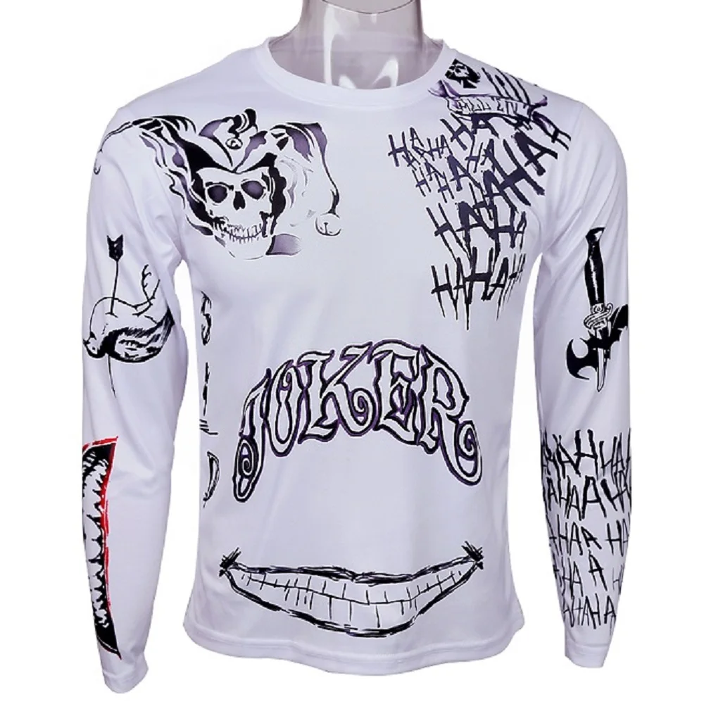Suicide Squad Men's Compression T-Shirt Harley Quinn Joker Deadshot Raglan 3D Printed Long Sleeve Tops Tee Halloween Party Prop