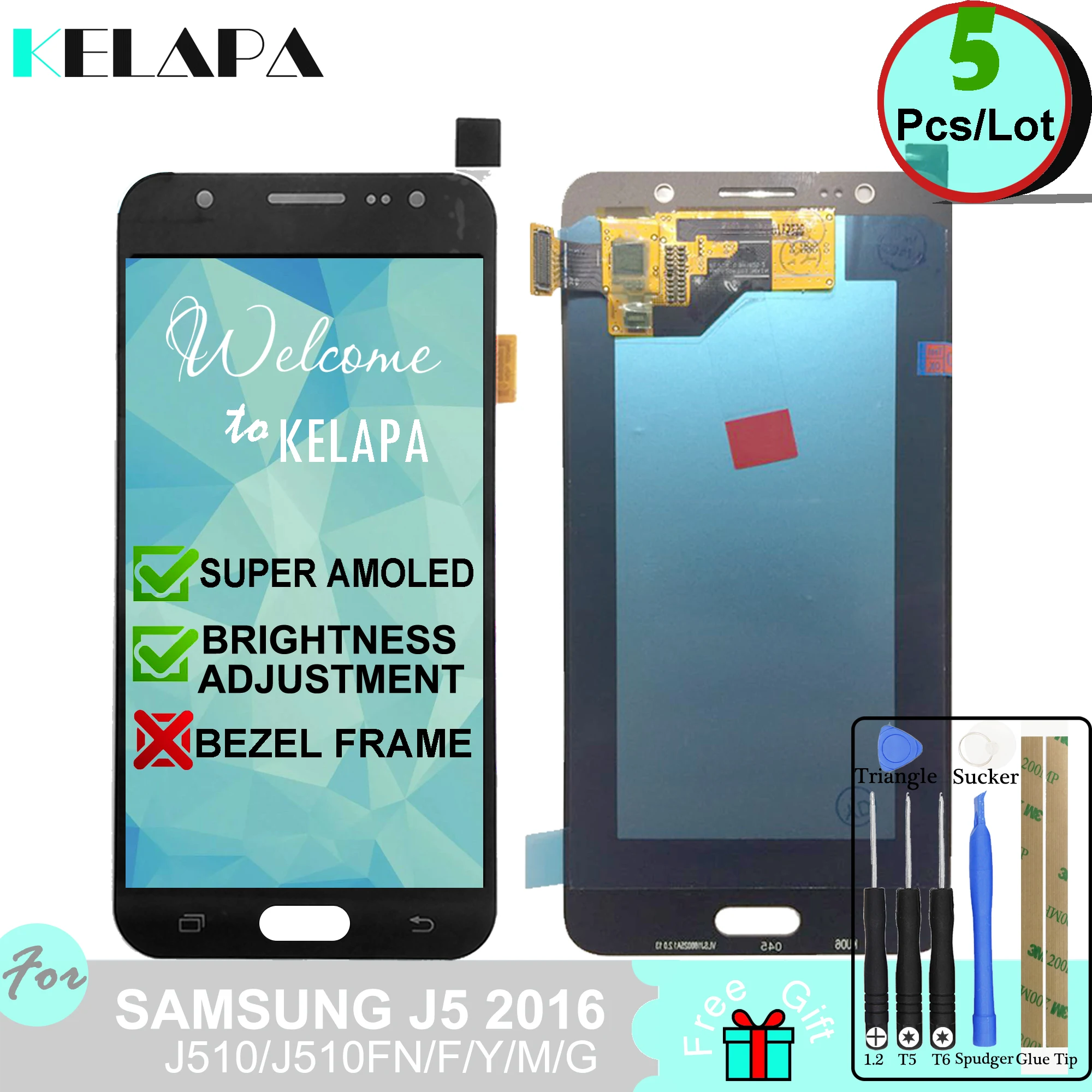 

5 x Super AMOLED LCD For Samsung Galaxy J5 2016 J510 J510FN J510F J510G J510Y J510M Touch Screen Digitizer Assembly