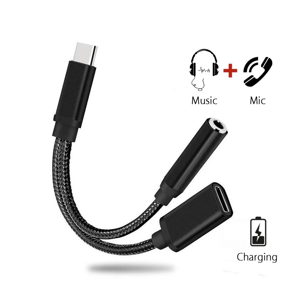 2IN1 Тип usb C до 3 5 мм AUX аудио Зарядное устройство кабель для сяо mi 6 6X x2S x2 Note3 Тип-C Jack
