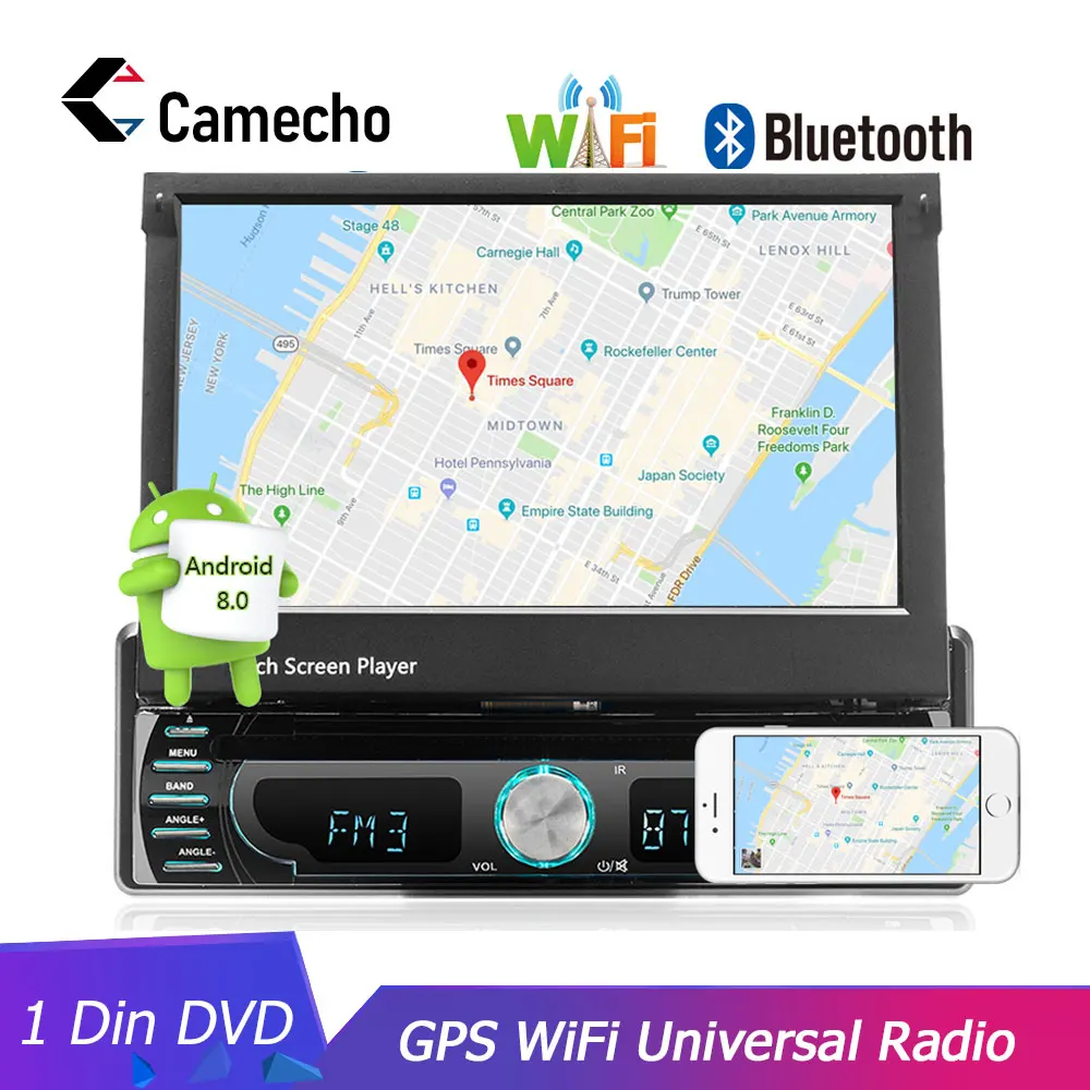 Camecho Автомагнитола Android gps навигация 12 в 1 din в-dash Авторадио Wifi автомобильный аудио стерео Универсальный dvd-плеер камера заднего вида