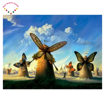 

Plastic diamond drawing rhinestone Butterfly Windmill round diamond setsfull drill embroidery painting Windmill cross stitch