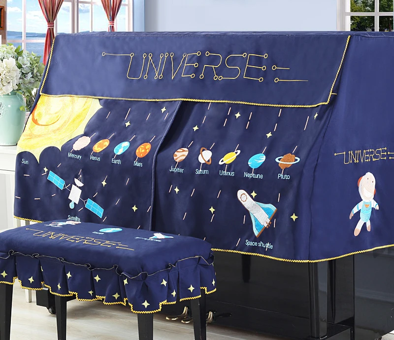 Половина и полный Чехол для пианино со стулом крышка Стиль содержит хлопковые голубые джинсы пространство баскетбольный мяч Dunk пыленепроницаемый салфетка на фортепьяно