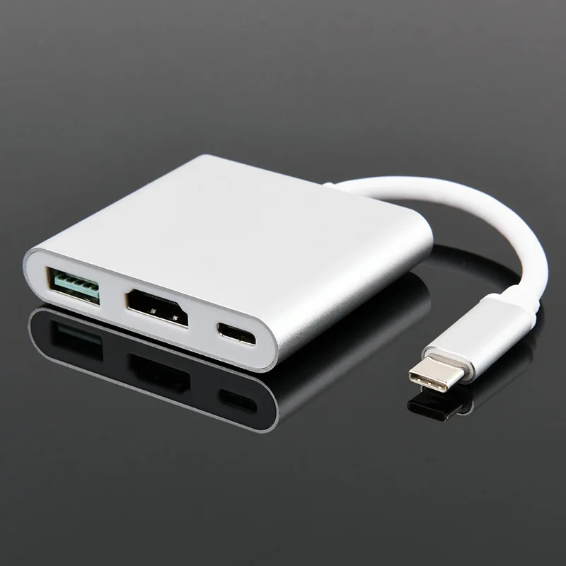

3in1 Usb c HDMI Usbc to Hdmi Converter Adapter Typec to hdmi HDMI/USB 3.0/Type C Adapter Type-C Aluminum For Apple Macbook