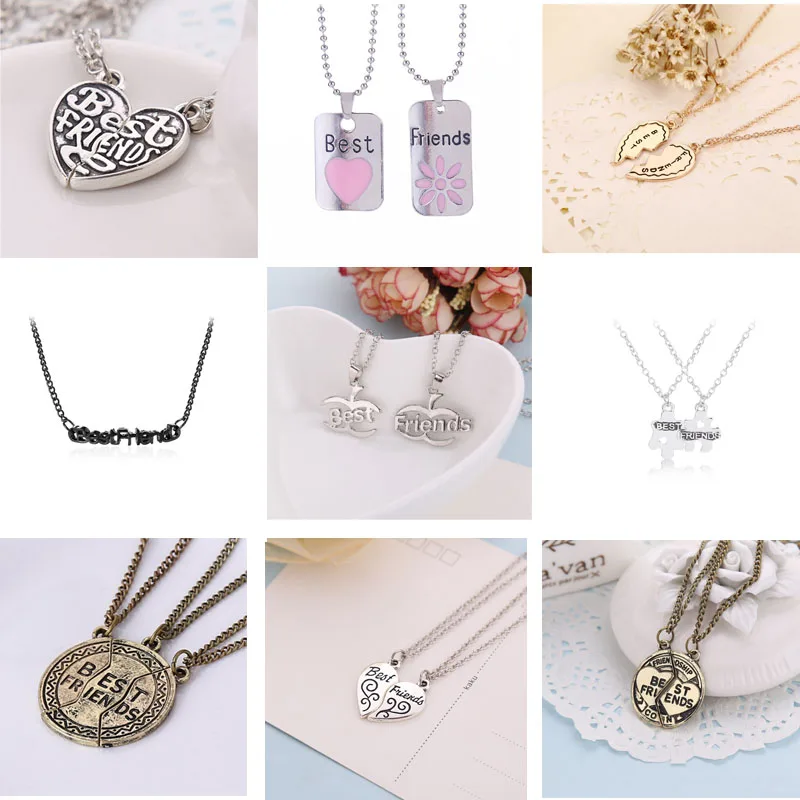 

2018 Hot best friends necklace BFF series pendant alloy creative birthday gifts for best friend heart shape bff couple necklace