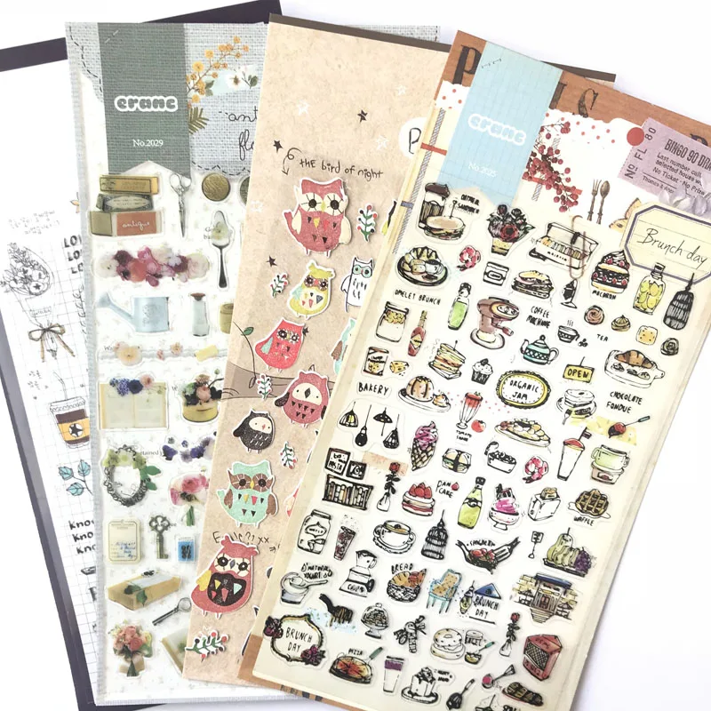 

1 Sheet Daily Something Brunch Day Owl Decorative Adhesive Stickers DIY Scrapbooking Photo Sticker Kids Gift