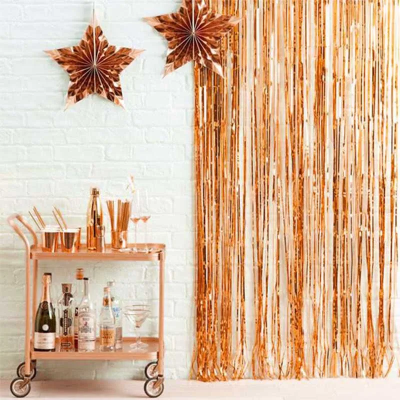 

2M 3M Gold Silver Shimmering Foil Fringe Tinsel Door Curtain Wedding Birthday Party Decoration Photo Backdrop Supplies