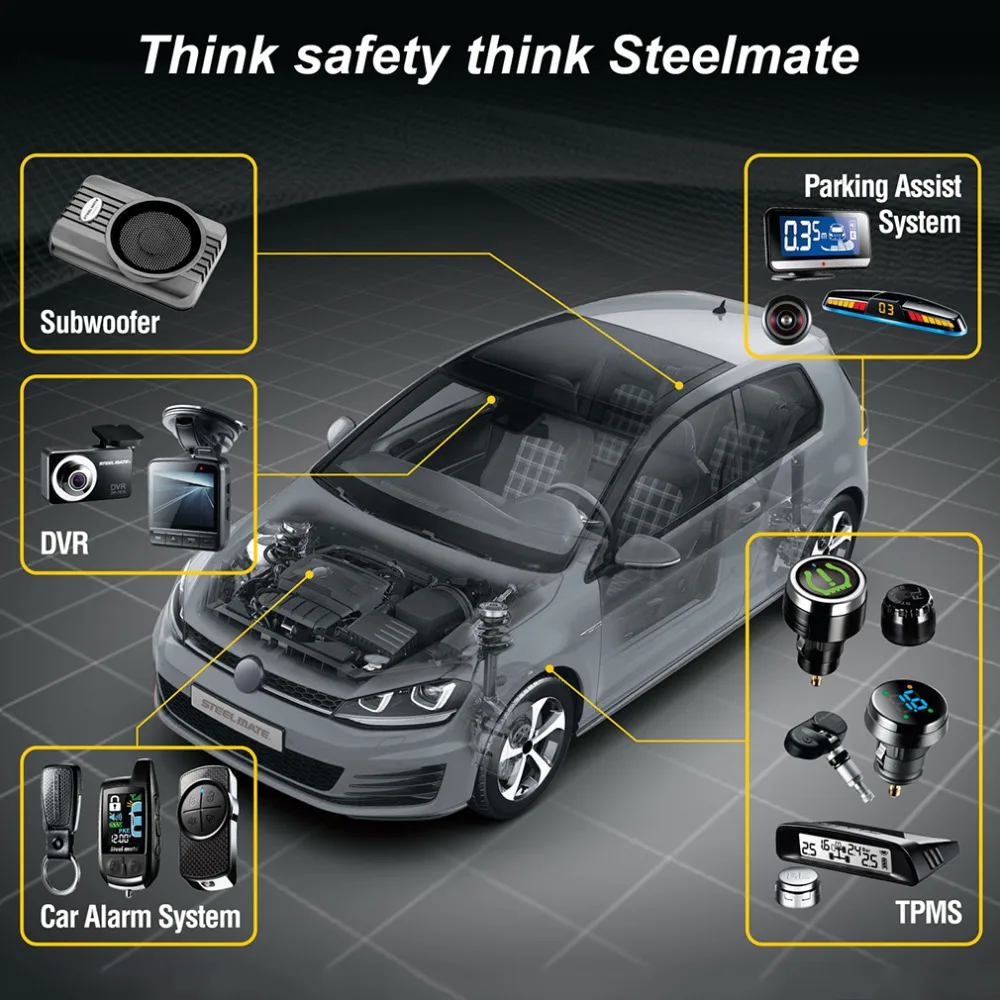 

Steelmate 2017 TP-76B car tire pressure tpms system monitor Cigarette lighter power Alarm security Wireless steel mate Hot