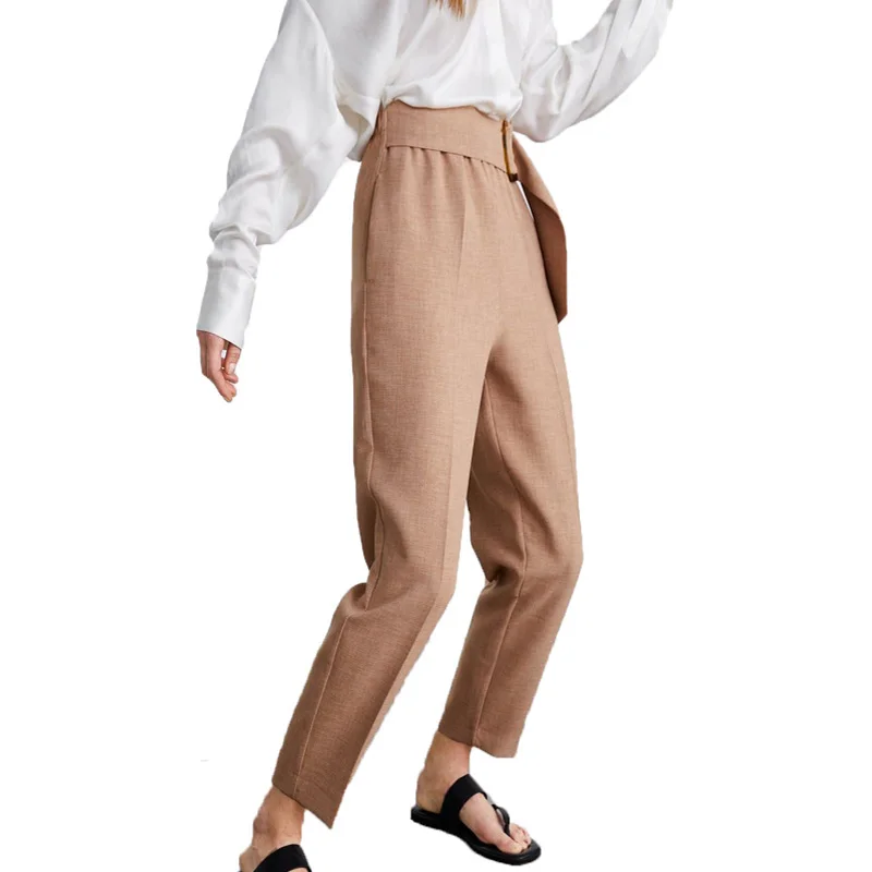 

Summer 2019 casual khaki pants women high waist pants lace-up womens clothing pencil pants trousers women