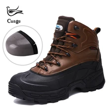 cunge Outdoor New Mens Steel Toe Cap Safety Work Shoes Men Puncture Proof Construction Safety Combat Boots Cowhide hiking Shoes 