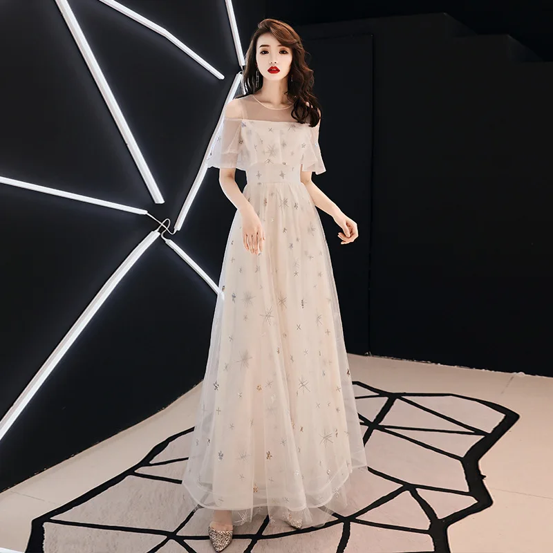 

Summer Ladies O-Neck Chiffon Long Dress Ankle-Length Elegant Slim Evening Party Dresses Vestidos Plus Size 3XL Banquet Gowns