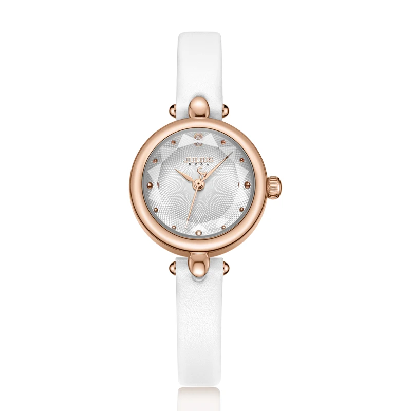 Julius Часы Арт кожаный ремешок для часов жемчужные часы для женщин высокое качество Япония кварт женские часы розовое золото тон час JA-1080