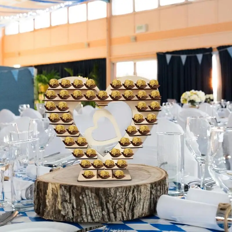 Креативная фанера дерево любовь сердце конфеты шоколадный стенд Свадебная вечеринка стол Декор 438X391X85 мм