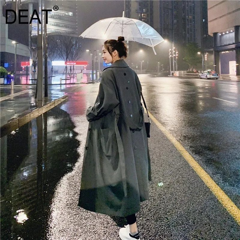 

DEAT Fashion Windbreaker Female Korean Style 2019 New Spring And Autumn Trench Coat For Women Solid Color Women Clothing AG420