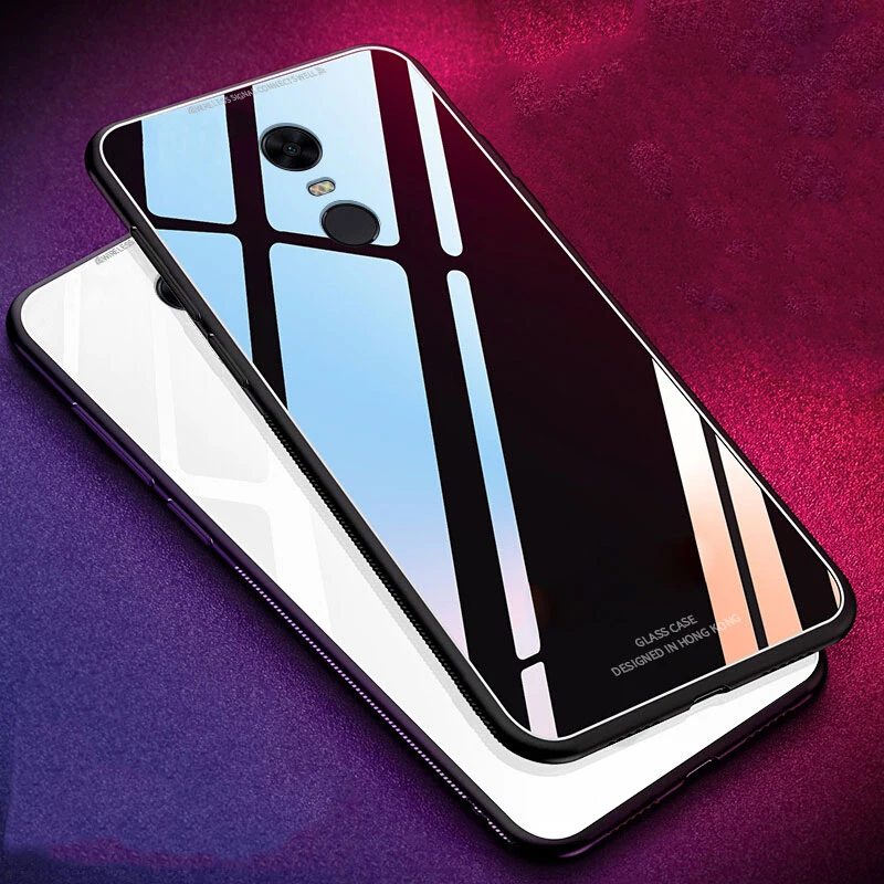For Xiaomi Redmi 5 Plus Case Luxury Slim Glossy Tempered Glass Silicone Frame Hard Cover For Xiomi Redmi 5 Global Version Pro
