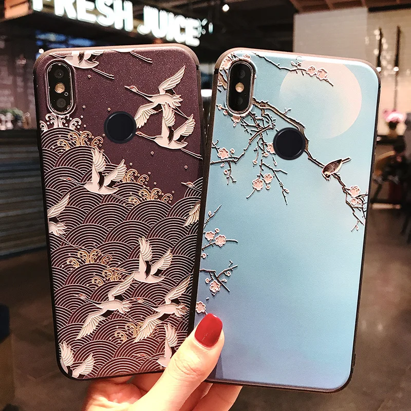 Мягкий чехол из ТПУ с объемным изображением цветка для Xiaomi mi 9 Lite mi 8 SE mi 5X mi A1 A2 на красном mi Note 7 6 8 Pro 5 Red mi 7 6A чехол