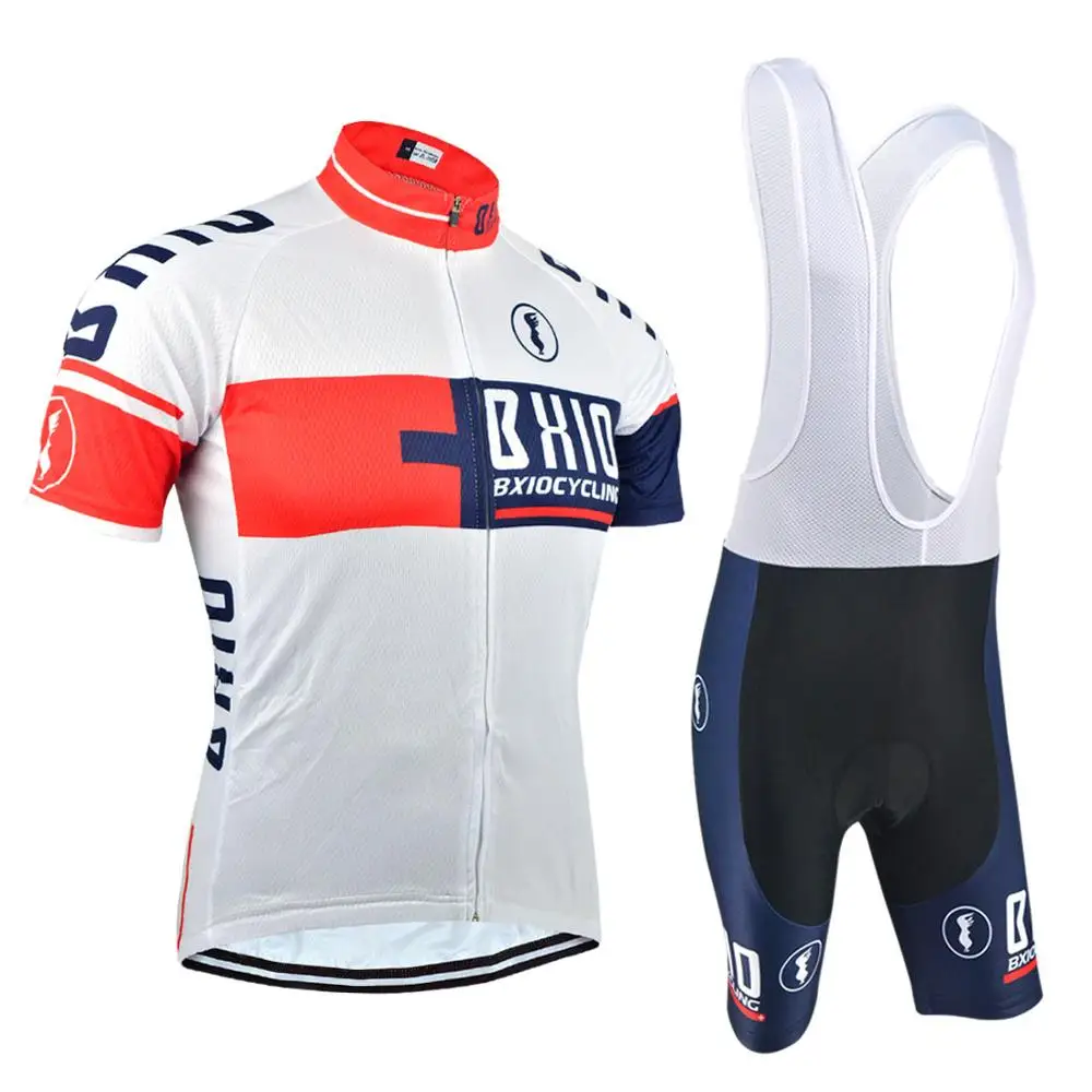 Лидер продаж BXIO Велоспорт набор Pro Team Велосипед Одежда Майо Ciclismo Мужская MTB велосипедная одежда многоцветный красный Ropa Ciclismo 025 - Цвет: White