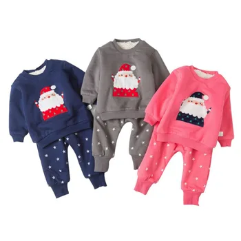 

Boys Girls Clothes Kid Costume Baby Thickened 2 Pieces Set Long-sleeve Shirt and Pants