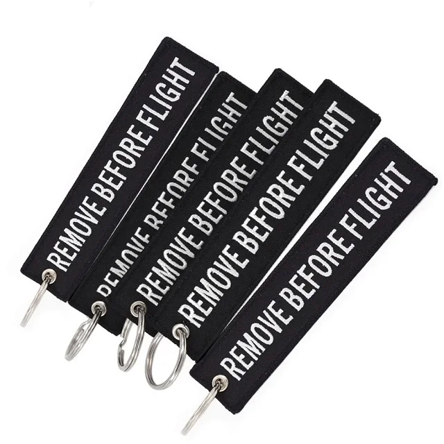 POMPOM 5pcs/lot Remove Before Flight Keychains for Aviation Gifts OEM Key Chains Embroidery Chain Keyring Key Chaveiro Jewelry 5PCS