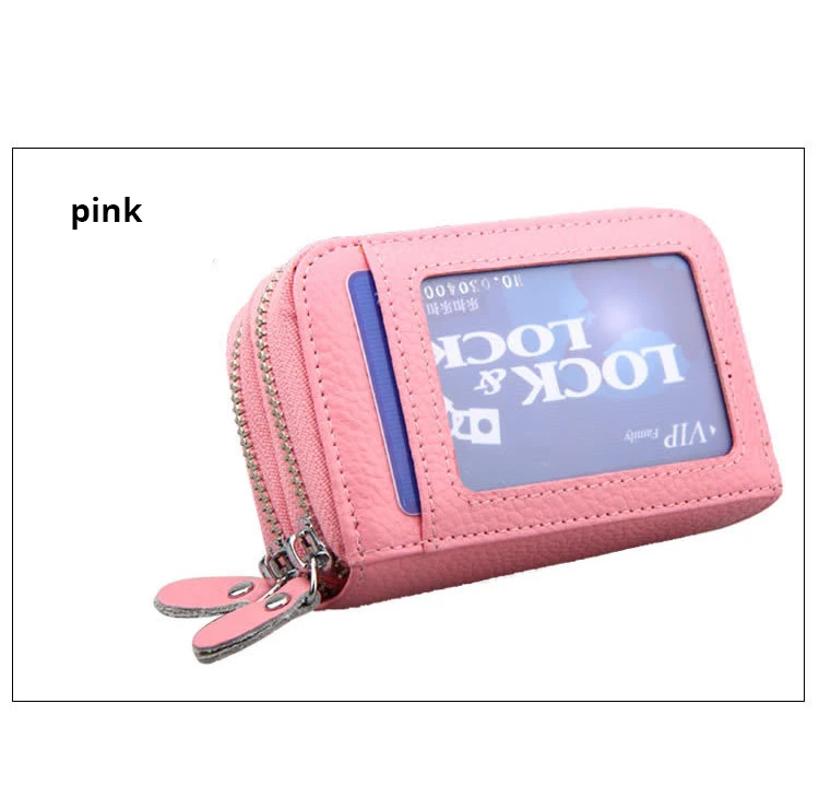pink Женские кошельки, натуральная кожа, двойная молния, кошелек для карт, маленький кошелек, Женский кошелек-визитница, Feminina, держатель для карт, Pasjeshouder - Цвет: pink