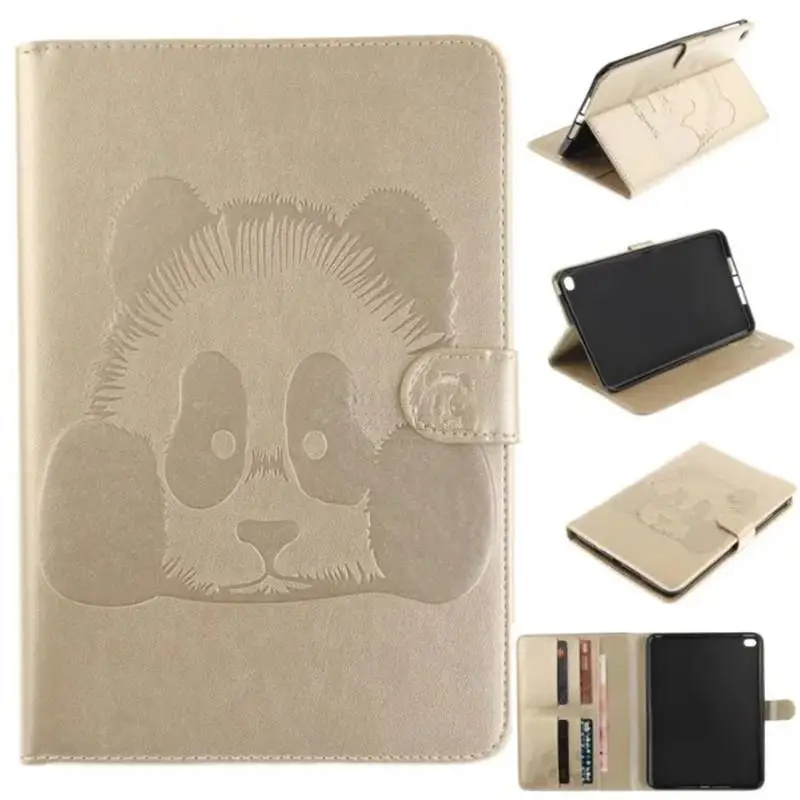 

3D Embossing Panda Folding folio Smart Cover For Apple iPad mini 4 Case Luxury Wallet Stand Card 7.9 inch PU Leather With Strap