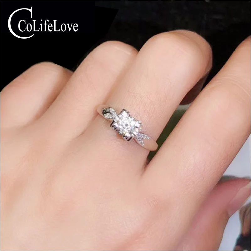 Anel para Mulher de Escritório Anel de Prata Colife Jóias Moda Moissanite Real Vvs Grau 925 Prata 0.3ct