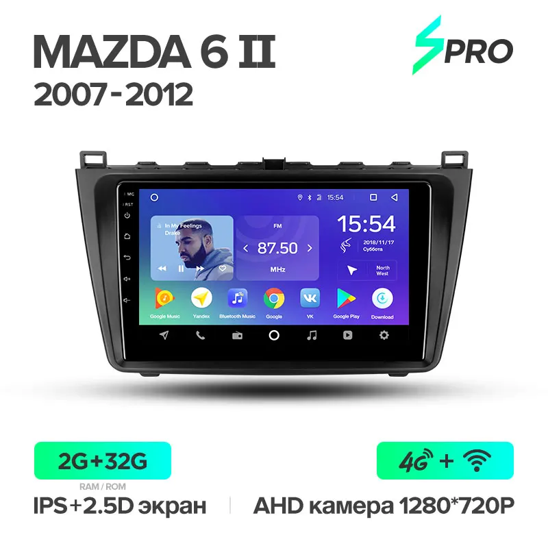 TEYES SPRO Штатное Головное устройство For Mazda 6 2007-2012 GPS Android 8.1 aвтомагнитола магнитола автомагнитолы Андроид для Мазда 6 2 поколение GH аксессуары штатная магнитола автомобильная мультимедиа - Цвет: Mazda6 07-12 32G