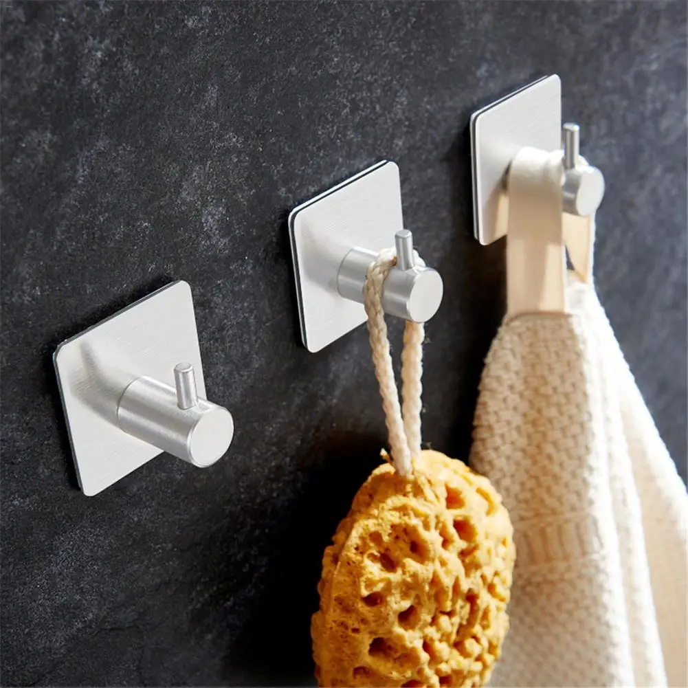 

CC Self Adhesive Hook 304 Stainless Steel Key Rack Garage Storage Organizer Stick On Sticky Kitchen Towel Hanger Wall Mount