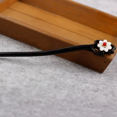 style 13 Handmade Natural Ebony Hair Sticks Hairwear Ancient Costume Wooden Hair Accessories Jewelry Chinese Ethnic Head Ornaments - Metal color: style 13