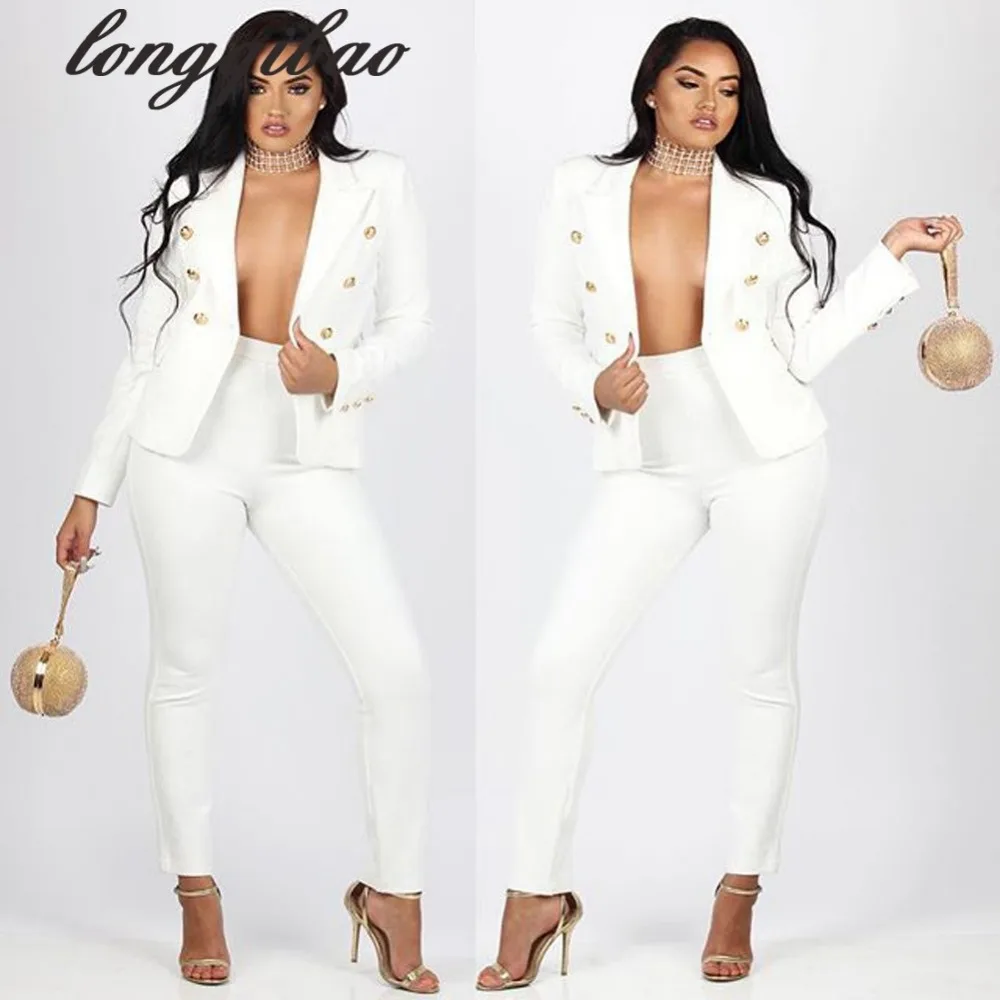 

Spring and Autumn new European and American casual fashion suit two-piece suit black and white two-color AL39