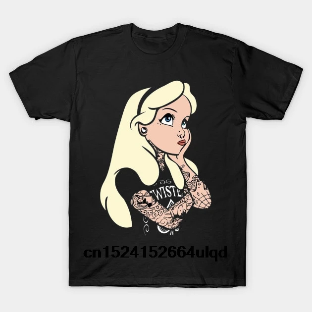 

100% Cotton O-neck Custom Printed Tshirt Men T shirt alice tattoo unique design - Alice In Wonderland Women T-Shirt