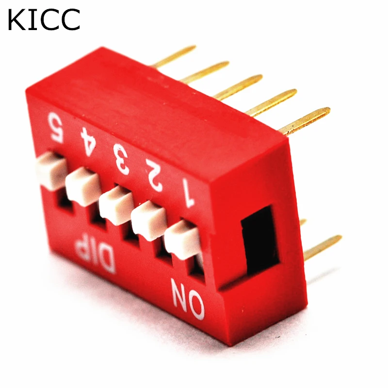 10Pcs Red Toggle switch 5 Limit 2.54mm DIP10 Coding number switch DS 05