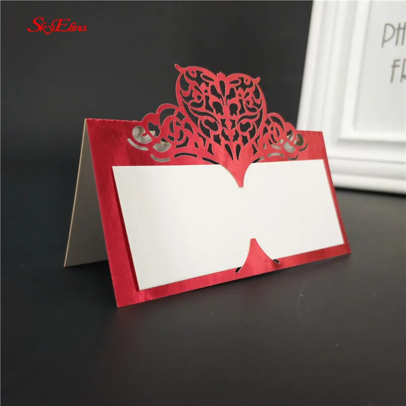 Bright red 10/50/100 шт Вечерние именная табличка вина Рассадочные карточки для гостей сиреневого CardFavor Декорации для свадьбы украшение для сидения за столом 8Z - Цвет: Bright red