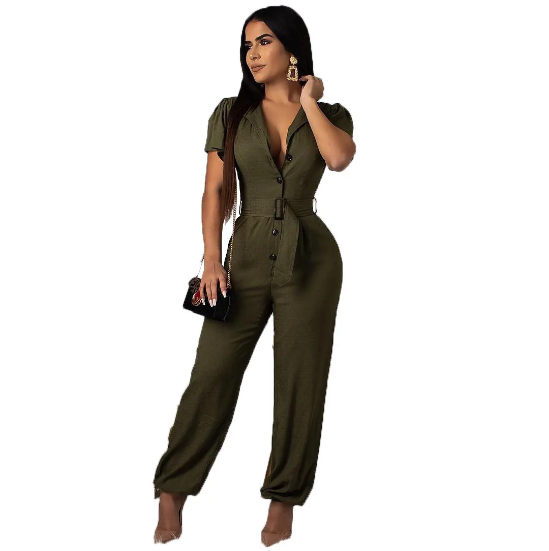 

Spring Summer Women Jumpsuit Bodycon Playsuit Bodysuit Overalls Rompers Plus Size Sexy Solid Jumpsuits with Belt