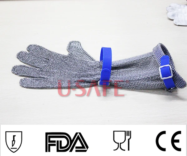  15cm spring chain mail glove stainless steel mesh glove  cutting proof  for meat processing chicken used 
