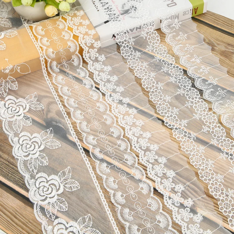 

One Meter / High Quality White Lace Ribbon Fabric Home Decorating Artificial Embroidered Lace Ribbon Decorative Fabric Material