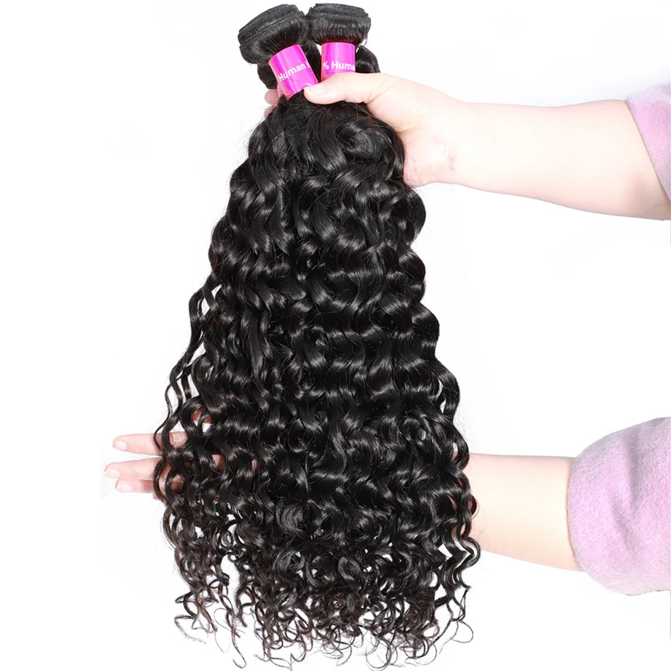Wet And Wavy Human Hair Bundles with Closure Brazilian Water Wave Remy Hair Bundles And Closure Human Hair Bundles With Closure