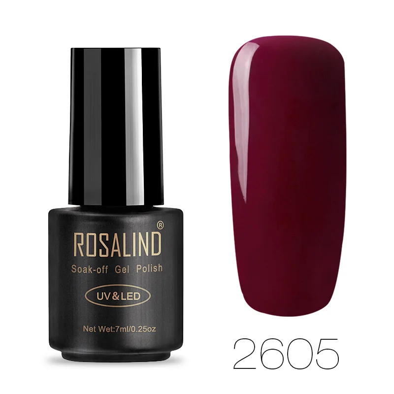 ROSALIND гель лак для ногтей Гибридный 7 мл замачиваемый Полупостоянный УФ-клей для ногтей все для маникюра дизайн ногтей база для ногтей - Цвет: 2605