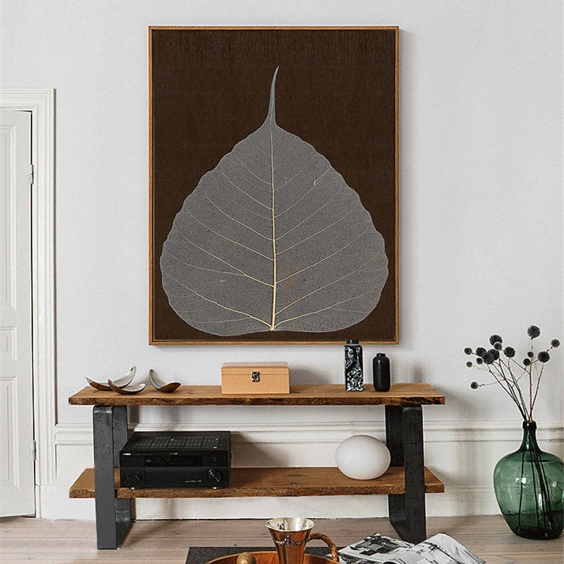 Us 6 31 45 Off Haochu Transparent Leaf Specimen Rural Canvas Painting Modern Art Craft For Home Meditation Room Decor Keep Calm Posters In Painting
