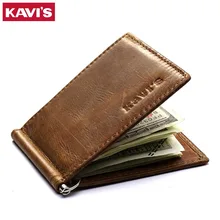 KAVIS Slim Genuine Leather font b Money b font font b Clip b font Brand Men