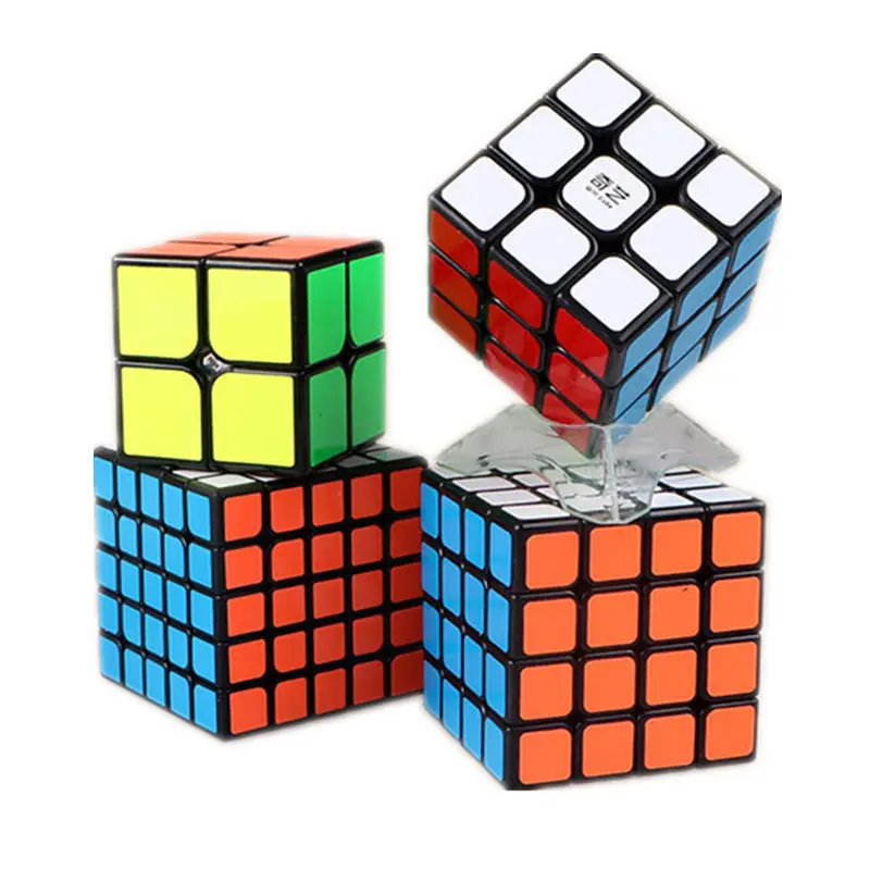 

Qiyi XMD 4 Cubes Set Combination Suit Magic Cube Set Include 2x2 3x3x3 4x4x4 5x5x5 Black Cube for Brain Training Children's toys