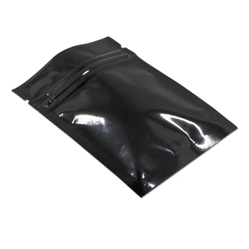 

100pcs Black Zip Lock Resealable Aluminum Foil Moisture Proof Package Zipper Sample Storage Pouch Candy Tea Pack Flat Mylar Bags