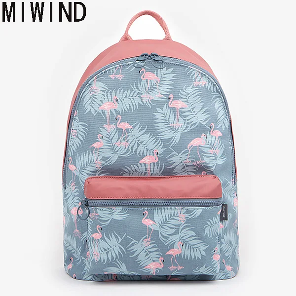 

MIWIND 2017 Daily Backpack Waterproof Women Backpack For School Teenager Girls Flamingo Travel Backpacks Casual Backpack T1357