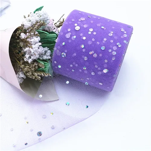 Тюль в рулоне 6,5 см, 25 ярд, блестящая юбка-пачка из органзы, кружево для поделок, для вечеринки в честь Дня рождения, свадебные украшения - Цвет: light purple