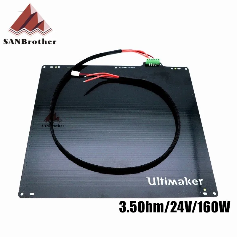 3D طابعة UM2 Ultimaker 2 الموسعة + UM2 + طباعة الجدول ساخنة قطع غيار السرير 24 فولت 3.5Ohm سبائك الألومنيوم UM2 ساخنة لوحة السرير
